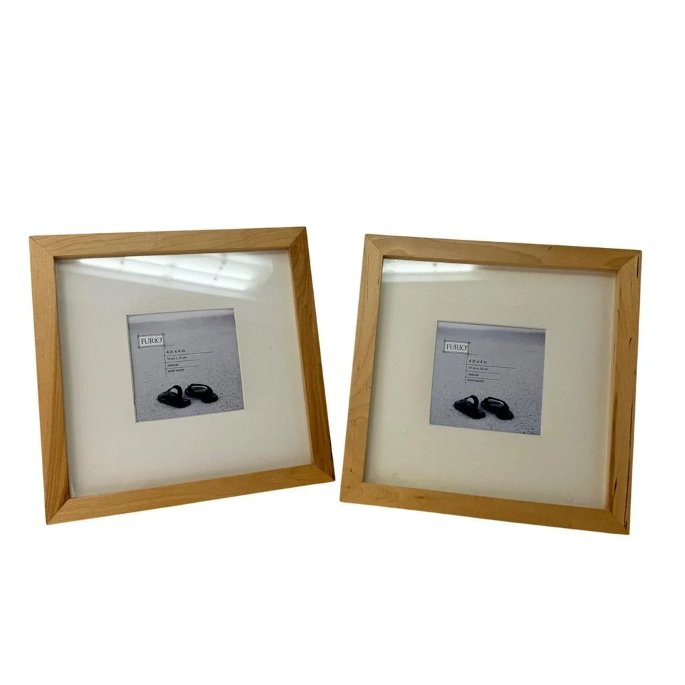 Vintage Wood Square Frames Set Furio Oak 4x4